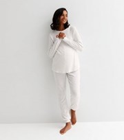 New Look Maternity Cream Ribbed Knit Lounge Joggers